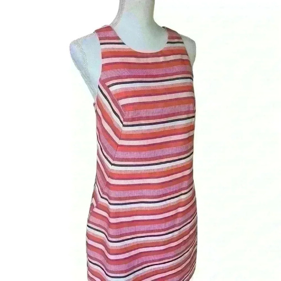 Trina Turk Sheath Dress Size 8 Halter/Racerback Pink Coral Stripes Party Shower - Picture 4 of 8